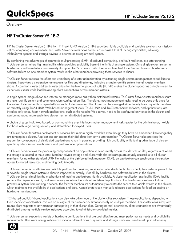 HP TruCluster Server V5.1B-2 thumbnail