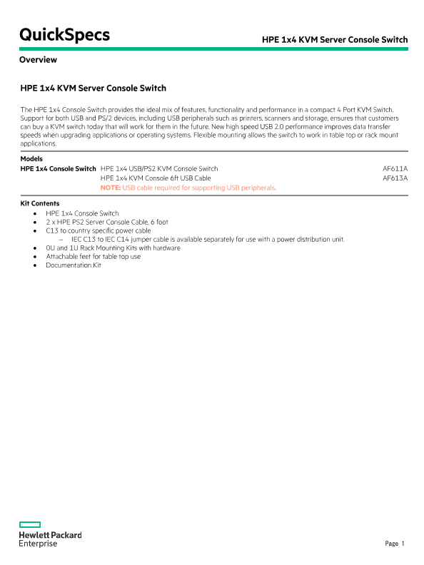 HPE 1x4 KVM Server Console Switch thumbnail