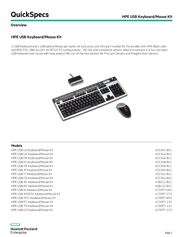 HPE USB Keyboard and Mouse thumbnail