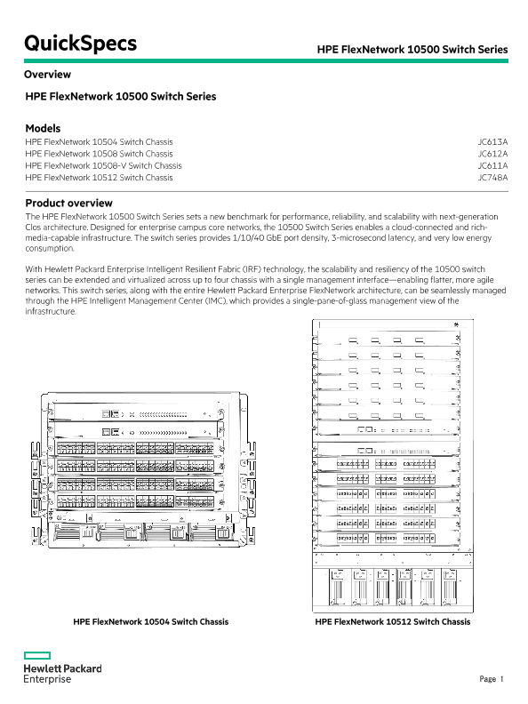 HPE FlexNetwork 10500 Switch Series thumbnail