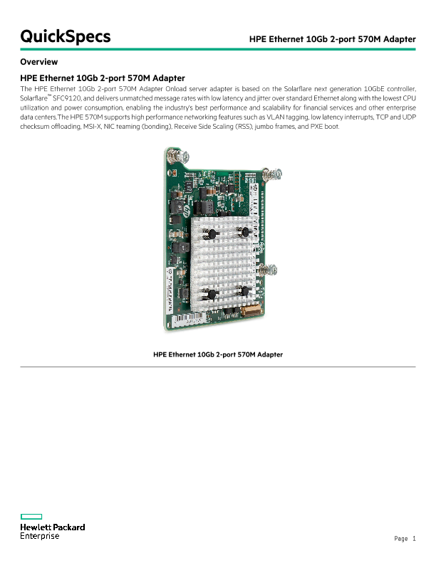 HPE Ethernet 10Gb 2-port 570M Adapter thumbnail