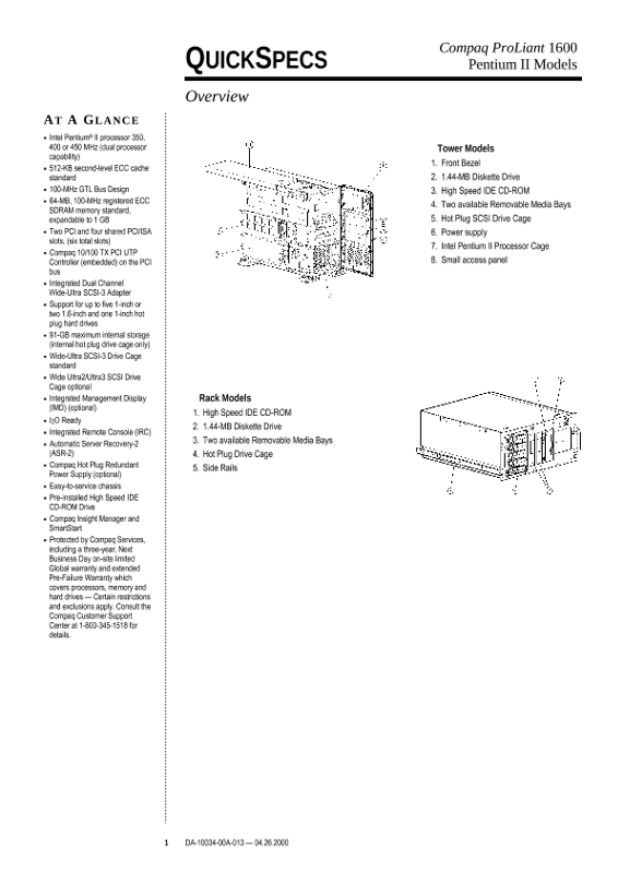 Compaq ProLiant 1600 Pentium II Models thumbnail
