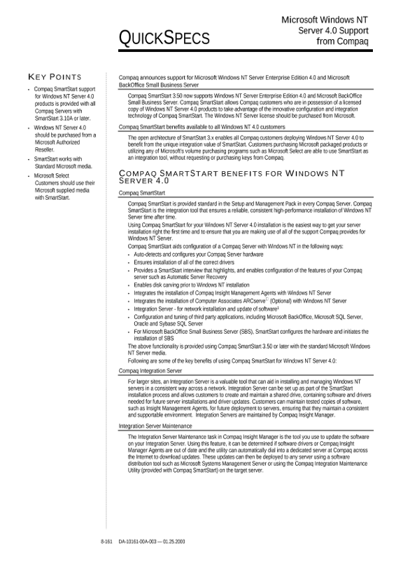 Microsoft Windows NT Server 4.0 Support from Compaq thumbnail