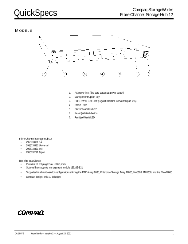 Compaq StorageWorks Fibre Channel Storage Hub 12 thumbnail
