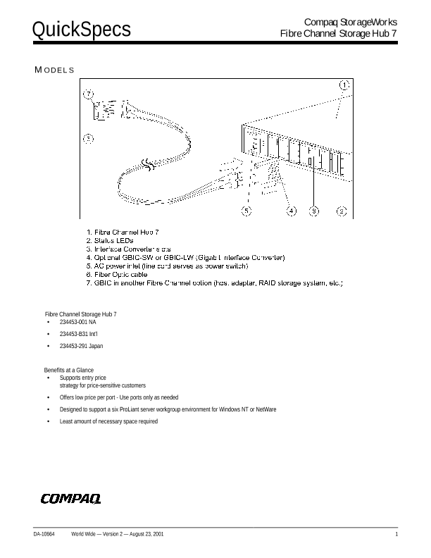 Compaq StorageWorks Fibre Channel Storage Hub 7 thumbnail
