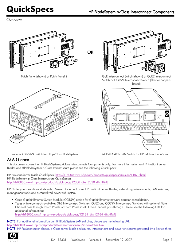 HP BladeSystem p-Class Interconnect Components thumbnail