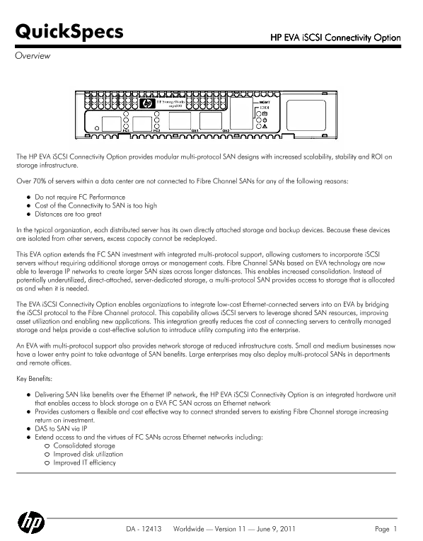 HP EVA iSCSI Connectivity Option thumbnail