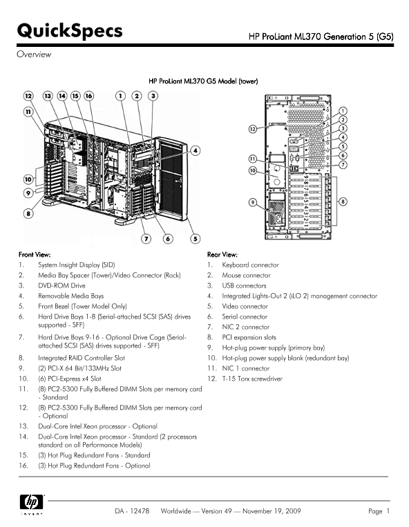 HP ProLiant ML370 Generation 5 (G5) thumbnail