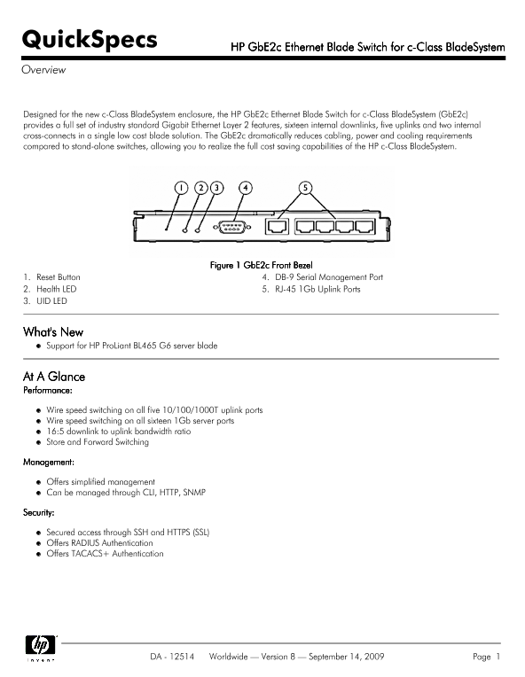 HP GbE2c Ethernet Blade Switch for c-Class BladeSystem thumbnail