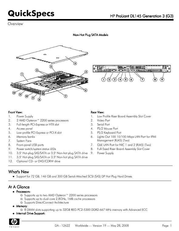 HP ProLiant DL145 Generation 3 (G3) thumbnail