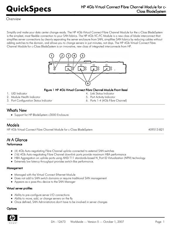 HP 4Gb Virtual Connect Fibre Channel Module for c-Class BladeSystem thumbnail