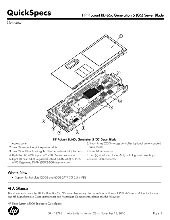 HP ProLiant BL465c Generation 5 (G5) Server Blade thumbnail