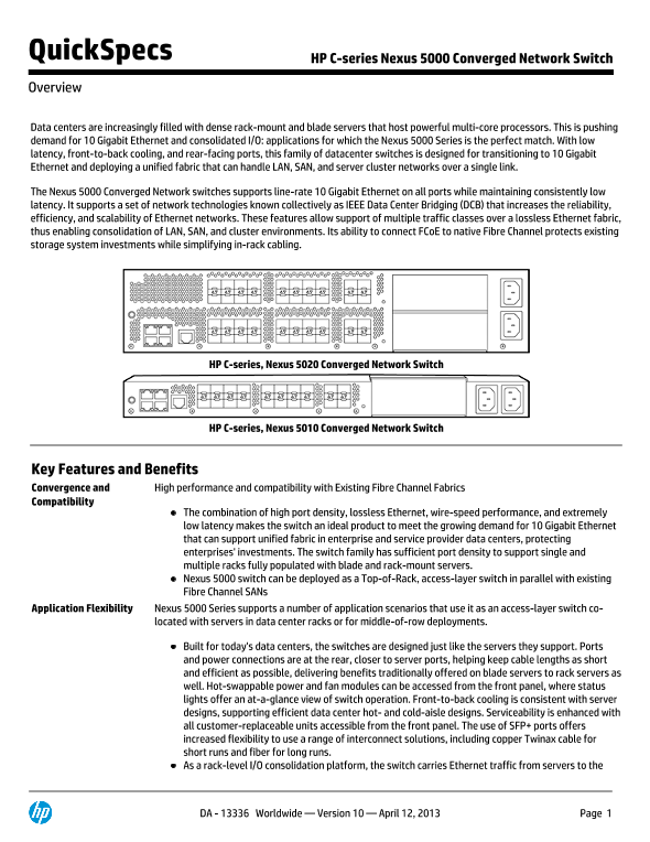 HP C-series Nexus 5000 Converged Network Switch thumbnail