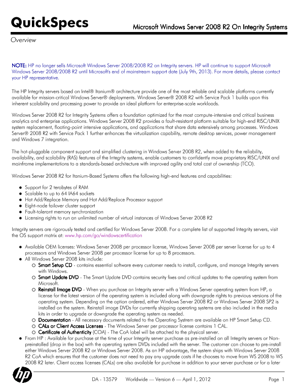 Microsoft Windows Server 2008 R2 On Integrity Systems thumbnail