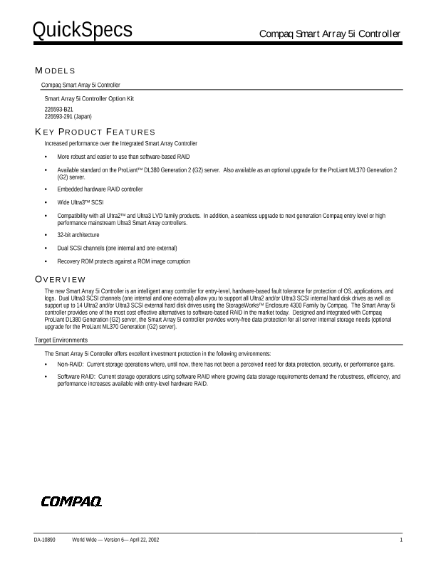 Compaq Smart Array 5i Controller thumbnail