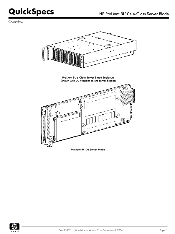 HP ProLiant BL10e e-Class Server Blade thumbnail