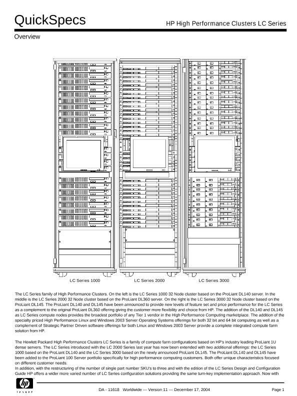 HP High Performance Cluster LC Series thumbnail