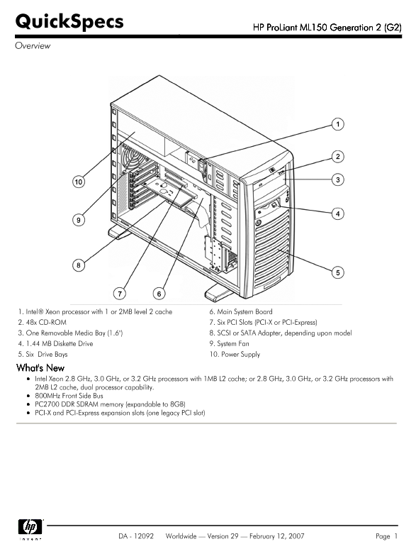HP ProLiant ML150 Generation 2 (G2) thumbnail