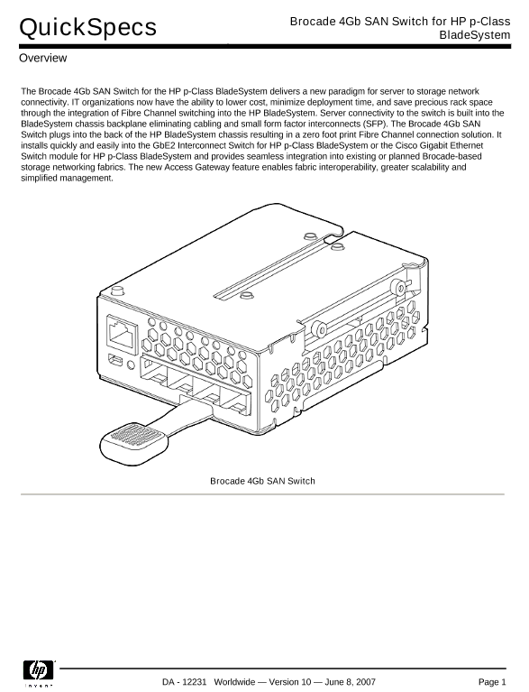 Brocade 4Gb SAN Switch for HP p-Class BladeSystem thumbnail