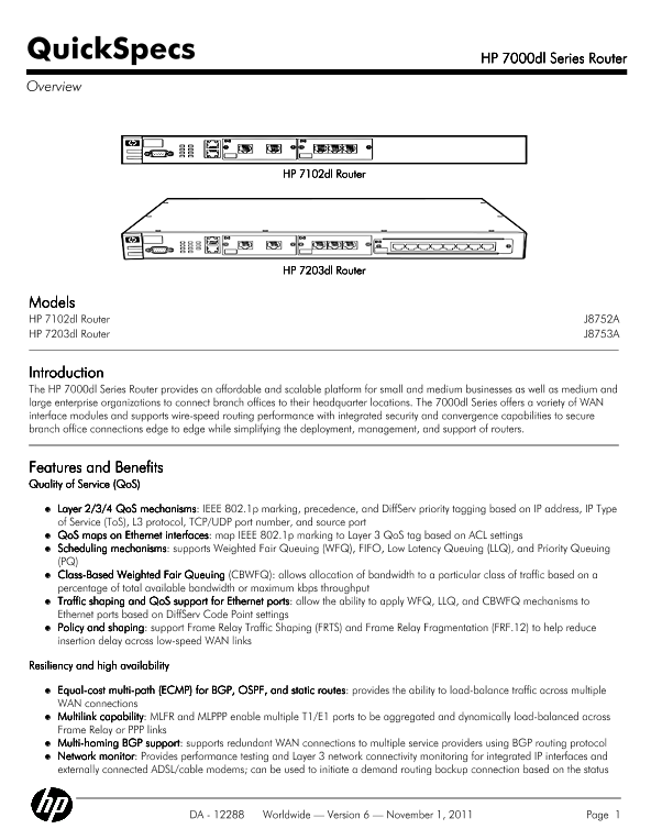 HP 7000dl Series Router thumbnail