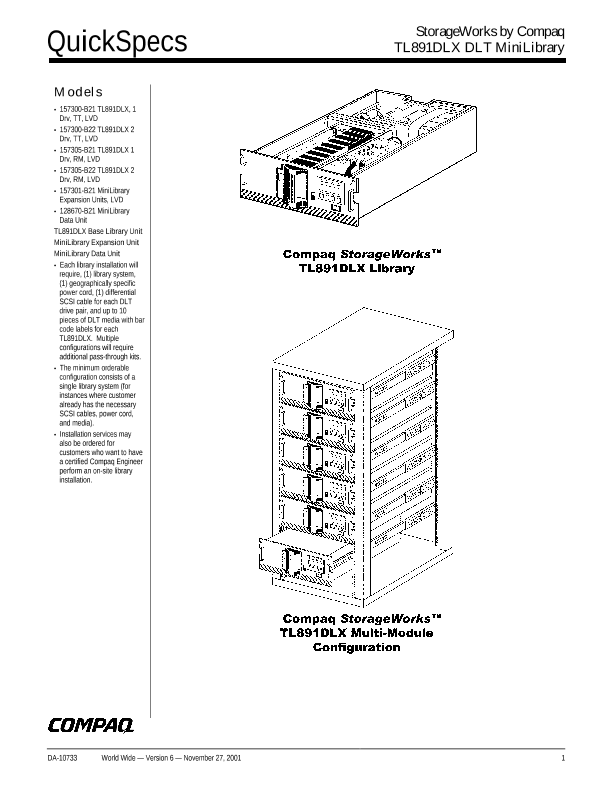 StorageWorks by Compaq TL891DLX DLT MiniLibrary thumbnail