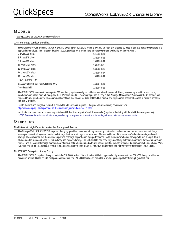 StorageWorks ESL9326DX Enterprise Library thumbnail