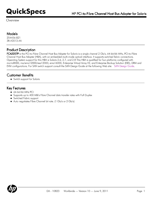 HP PCI-to-Fibre Channel Host Bus Adapter for Solaris thumbnail