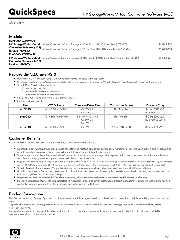 HP StorageWorks Virtual Controller Software (vcs) thumbnail