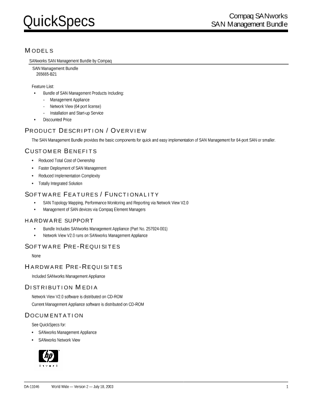 Compaq SANworks SAN Management Bundle thumbnail