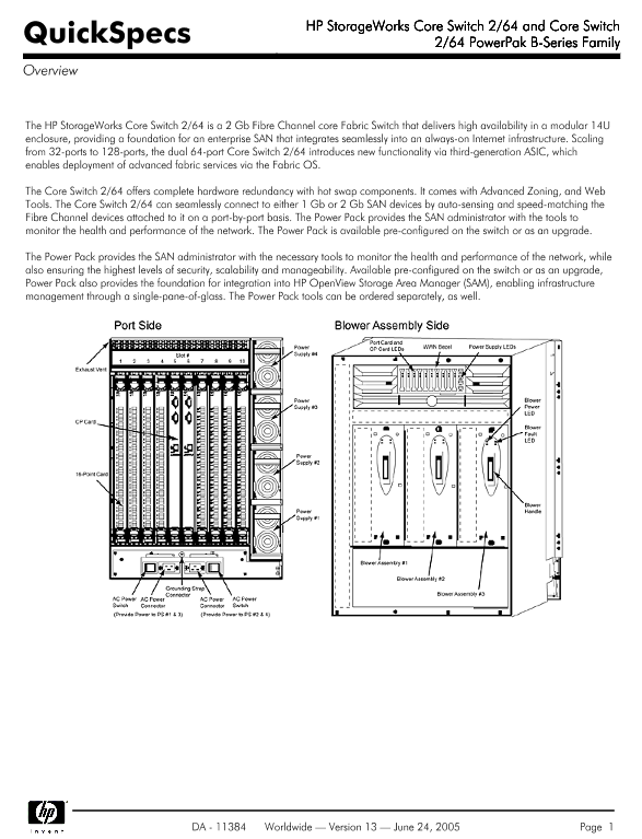 HP StorageWorks Core Switch 2/64 and Core Switch 2/64 Power Pack thumbnail
