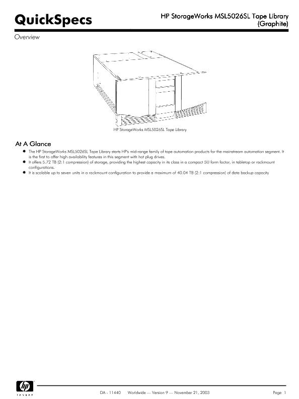 HP StorageWorks MSL5026SL Tape Library (Graphite) thumbnail