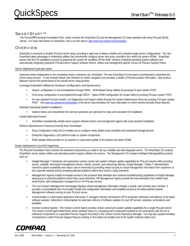 SmartStart Release 6.0 thumbnail