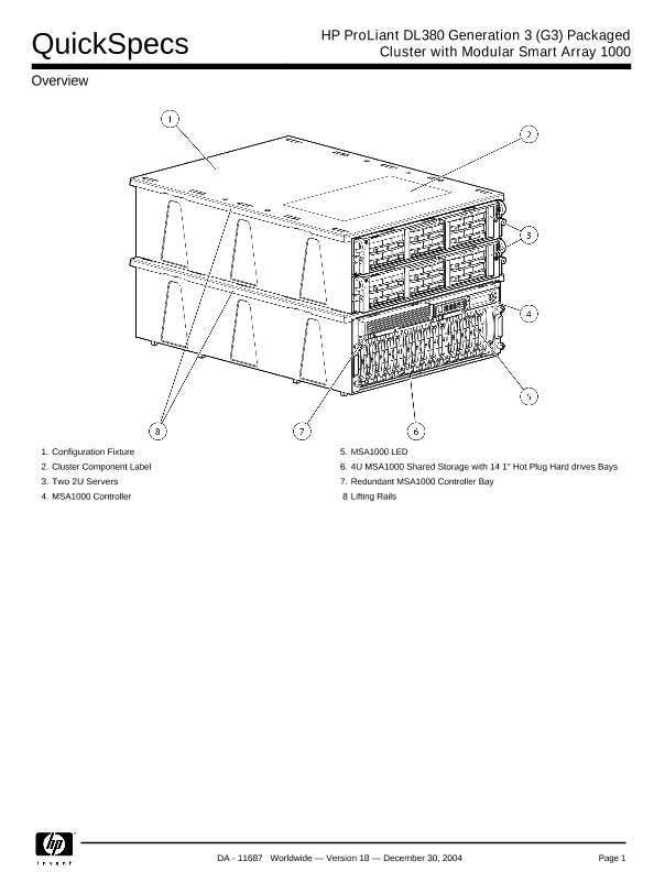 HP ProLiant DL380 Generation 3 (G3) Packaged Cluster with Modular Smart Array 1000 thumbnail