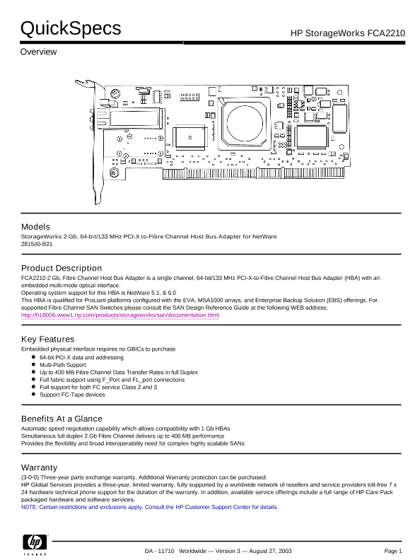 HP StorageWorks FCA2210 thumbnail