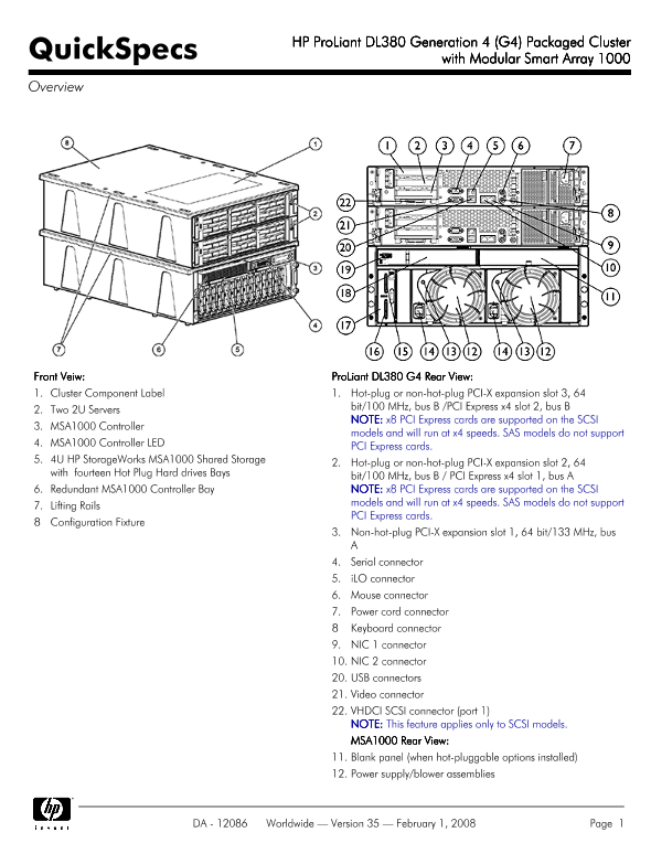 HP ProLiant DL380 Generation 4 Packaged Cluster with Modular Smart Array 1000 thumbnail