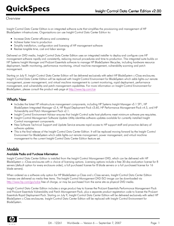 Insight Control Data Center Edition v2.0 thumbnail