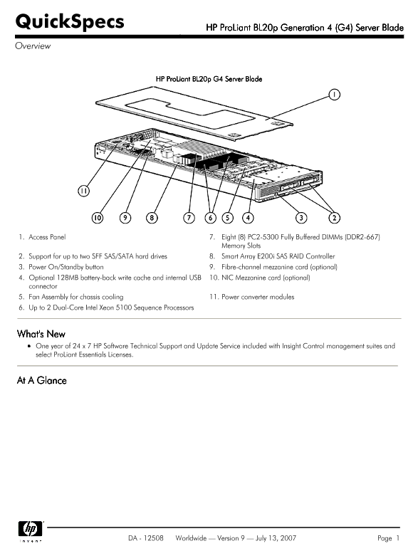 HP ProLiant BL20p Generation 4 (G4) Server Blade thumbnail