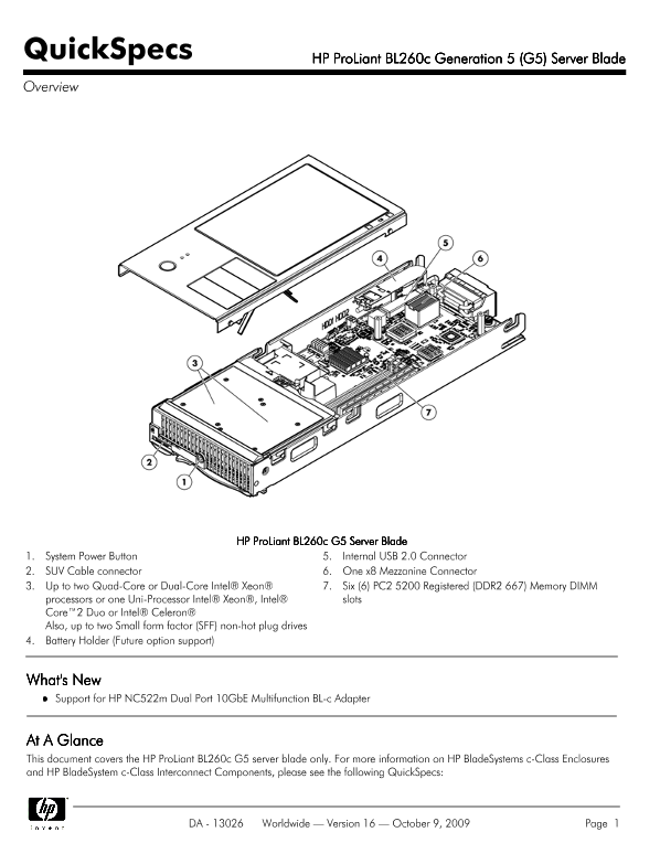 HP ProLiant BL260c Generation 5 Server Blade thumbnail