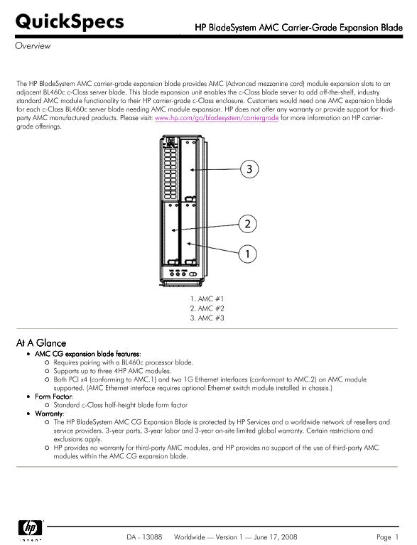 HP BladeSystem AMC Carrier-Grade Expansion Blade thumbnail
