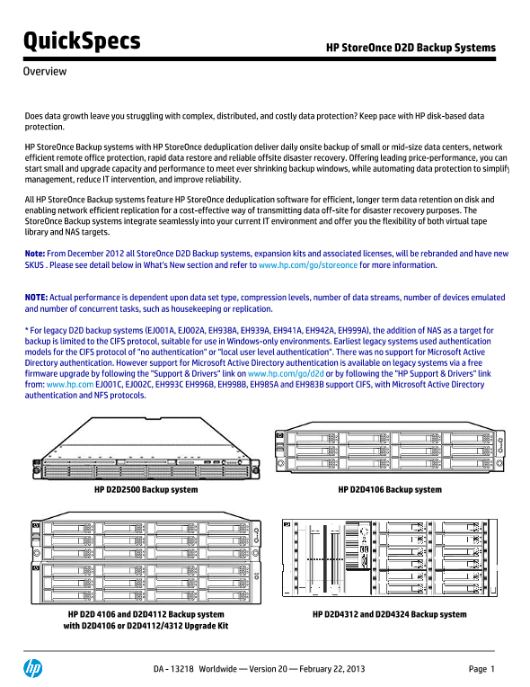 HP StoreOnce D2D Backup Systems thumbnail