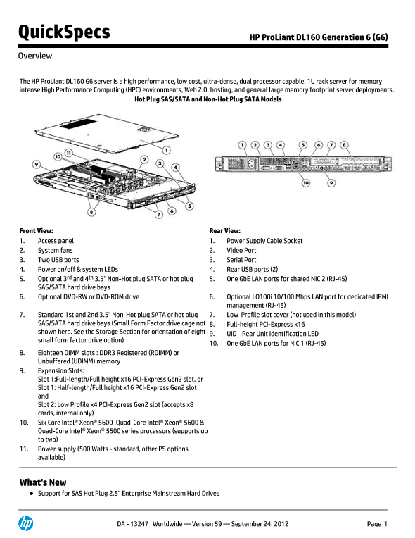 HP ProLiant DL160 Generation 6 thumbnail