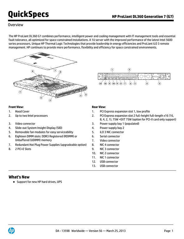 HP ProLiant DL360 Generation 7 thumbnail