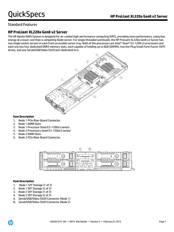 HP ProLiant XL220a Gen8 v2 Server thumbnail