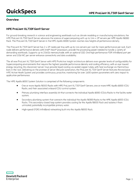HPE ProLiant XL730f Gen9 Server thumbnail