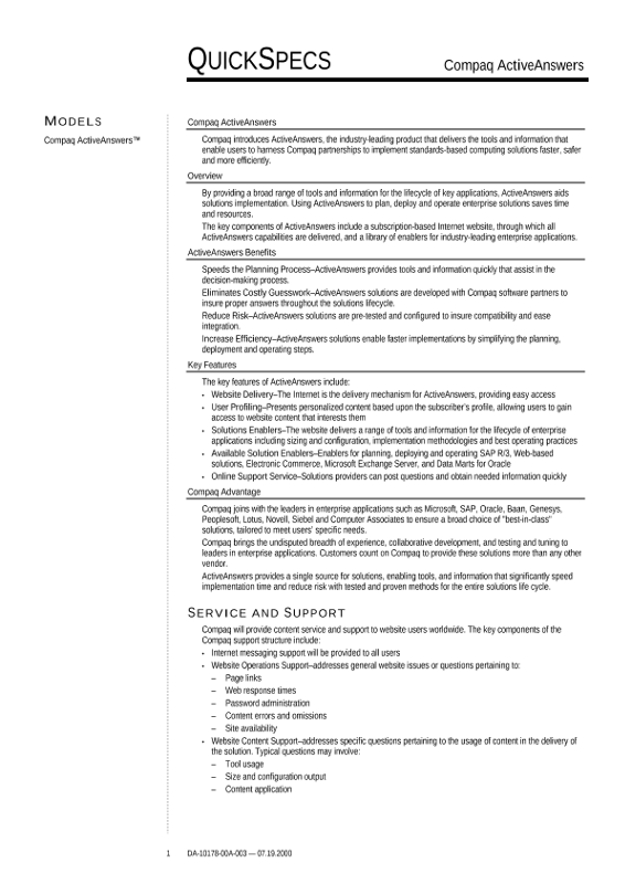 Compaq ActiveAnswers thumbnail