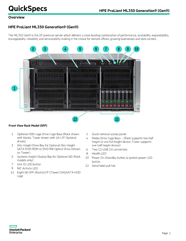 HPE ProLiant ML350 Generation9 (Gen9) thumbnail