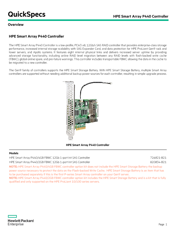 HPE Smart Array P440 Controller thumbnail