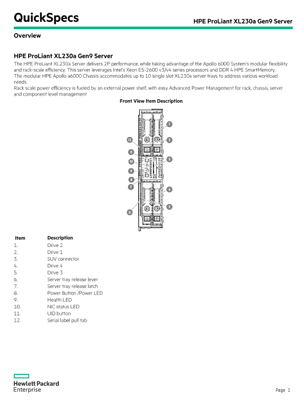 HPE ProLiant XL230a Gen9 Server thumbnail