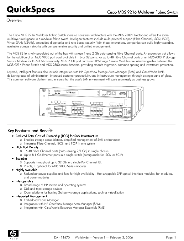 Cisco MDS 9216 Multilayer Fabric Switch thumbnail