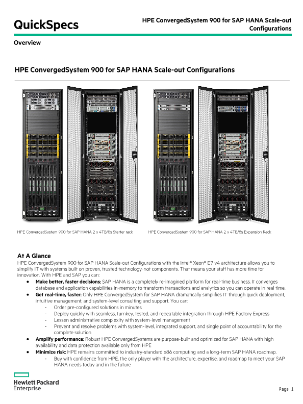 HPE ConvergedSystem 900 for SAP HANA Scale-out Configurations thumbnail